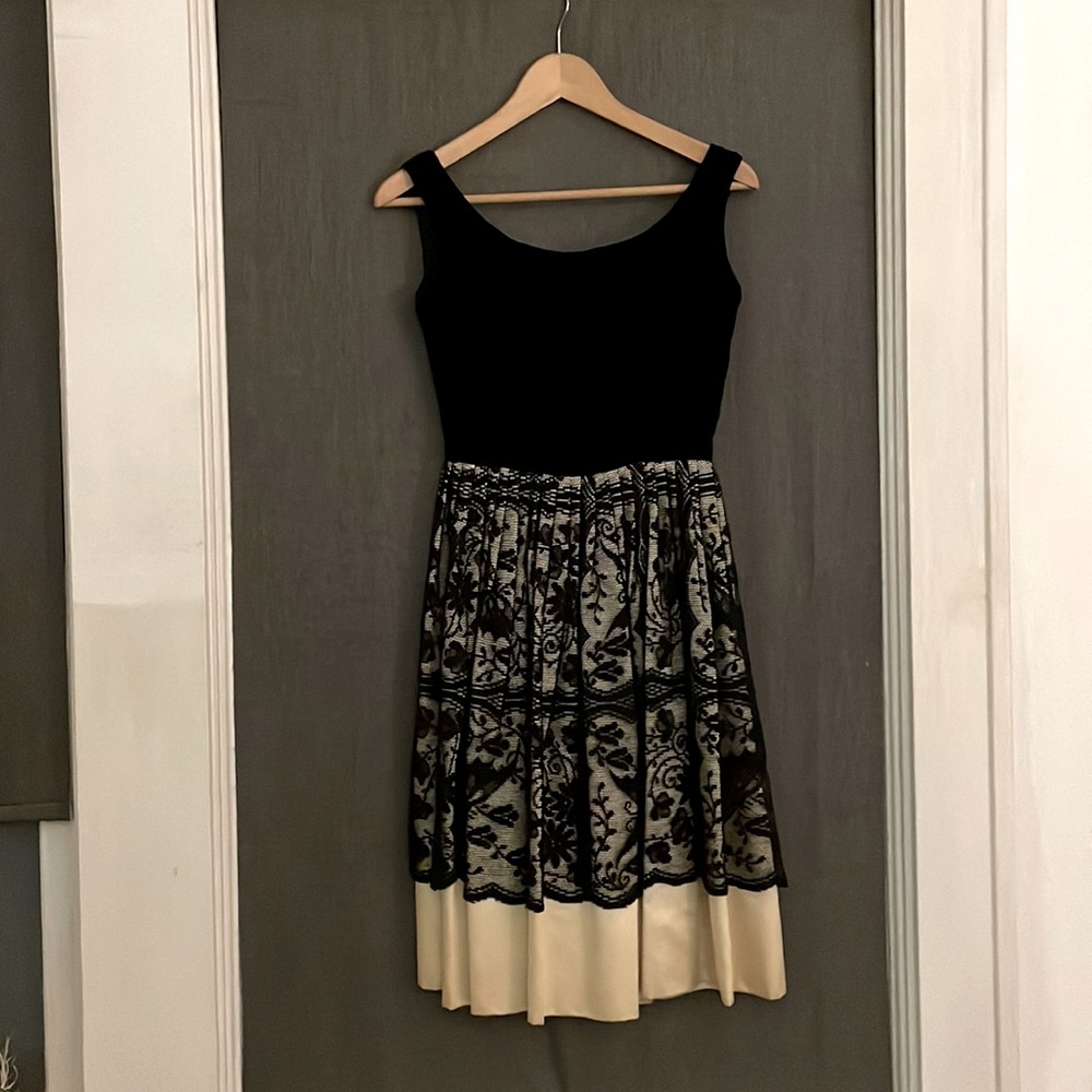 Gorgeous black velvet and lace overlay vintage dress